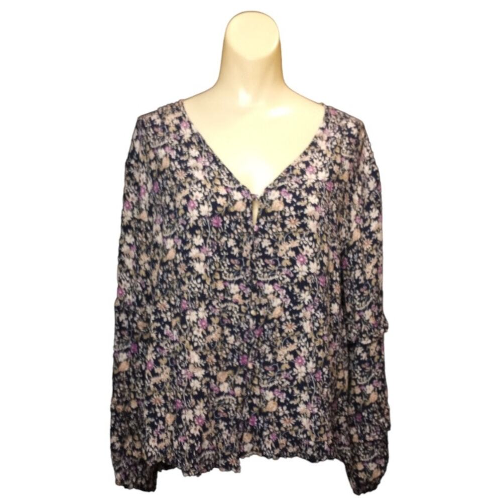 EASEL Ditzy Floral Baby Doll Style Top M Boho Casual Twee Festival